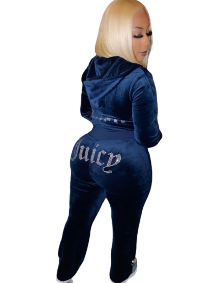 SHOPIQAT Hot Diamond Korean Velvet Sports Suit Two-Pieces Set - Premium from shopiqat - Just $11.800! Shop now at shopiqat